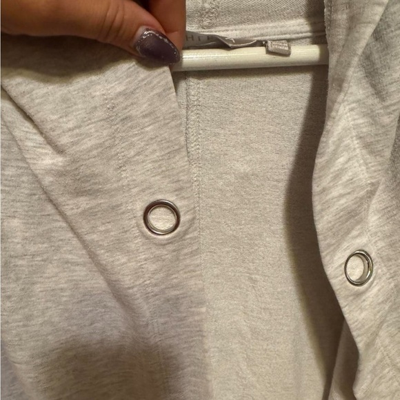 Athleta Vista Wrap Light Gray hooded Cardigan - missing string XS - Picture 2 of 6